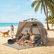 Pop Up Beach Tent for Quick Sun Shelter with Mesh Windows and Carry Bag Brown Outsunny