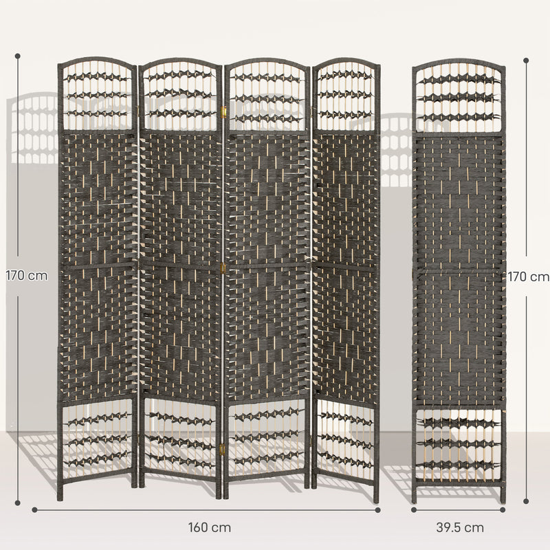 Folding Room Divider with 4 Panels for Instant Privacy in Lounge or Bedroom Dark Grey