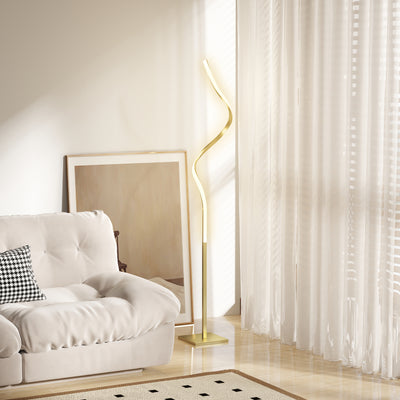 Gold LED Floor Lamp with 3 Brightness Levels Dimmable Standing Light with Foot Switch by HOMCOM