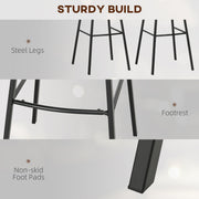 Set of 4 Upholstered Bar Stools with Backs and Steel Legs for Kitchen or Dining, Light Brown AOSOM