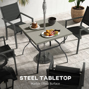 Grey Steel 4 Seater Square Garden Table With Parasol Hole Ideal For Outdoor Dining
