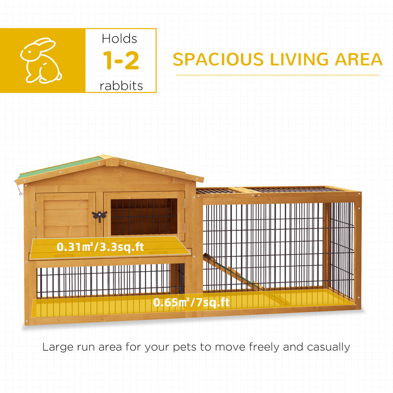 Wooden Rabbit Hutch With Spacious Outdoor Run Ideal For Gardens Or Patios Yellow