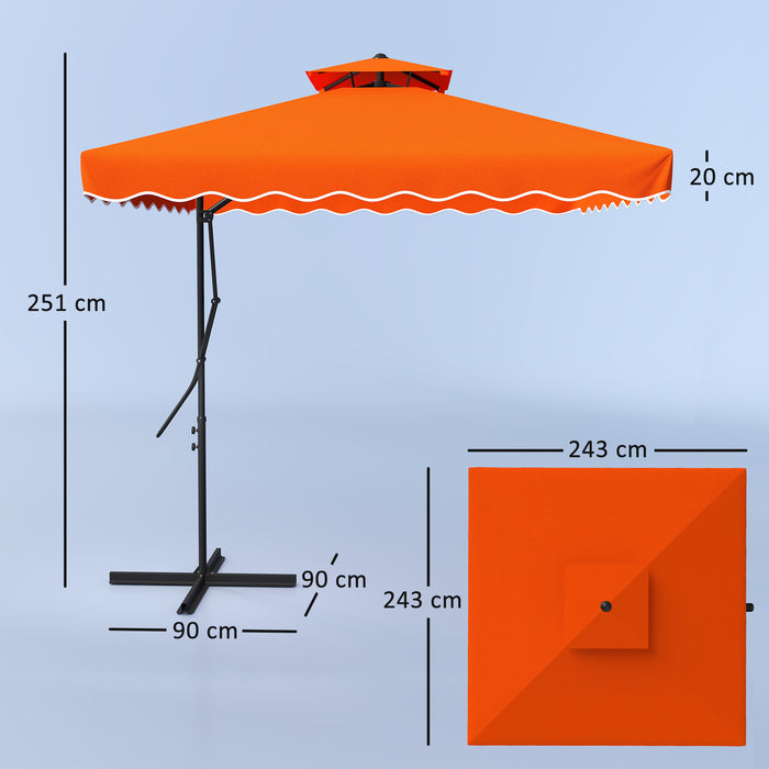 Orange 2.5m Cantilever Garden Parasol with Lever and Cross Base by Outsunny