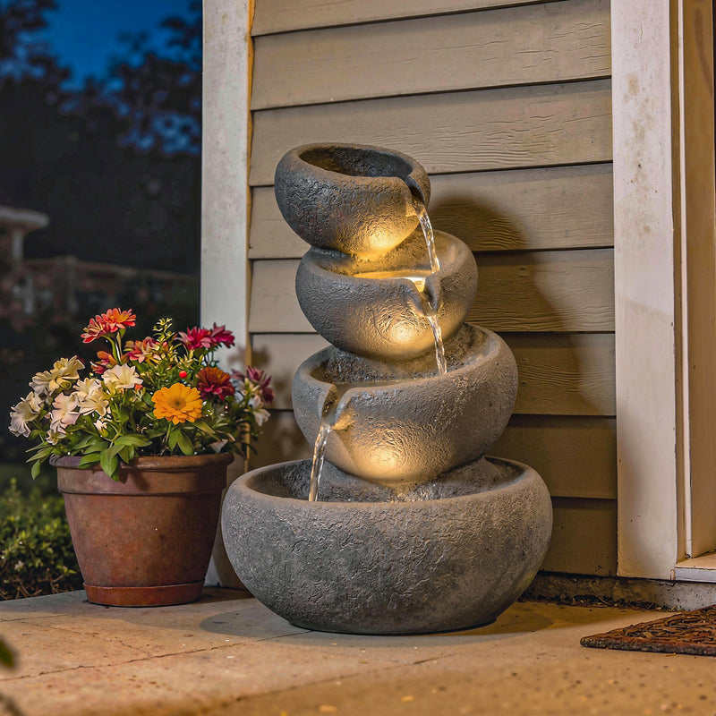 Outdoor Water Fountain with LED Lights for Relaxing Garden or Patio Retreat Mixed Colour Outsunny