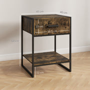Modern Bedside Table with Storage Drawer for Bedroom or Lounge Rustic Brown