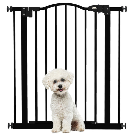 Adjustable Metal Pet Safety Gate with Auto Close Door Ideal for Doorways 74 to 80cm Black