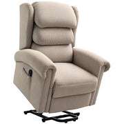 Khaki Velvet Power Lift Recliner Chair for Elderly with Remote and Side Pockets by HOMCOM