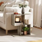 Slim S Shaped Side Table With 3 Storage Shelves Ideal For Small Spaces Grey