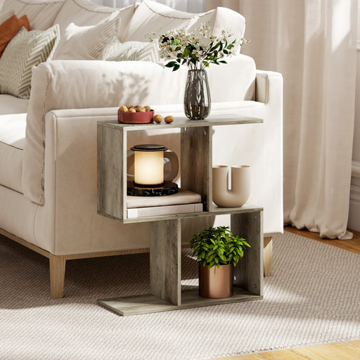 Slim S Shaped Side Table With 3 Storage Shelves Ideal For Small Spaces Grey