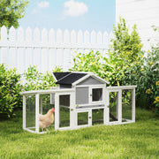 Wooden Chicken Coop with Secure Run and Easy Clean Tray for Small Gardens Grey PawHut