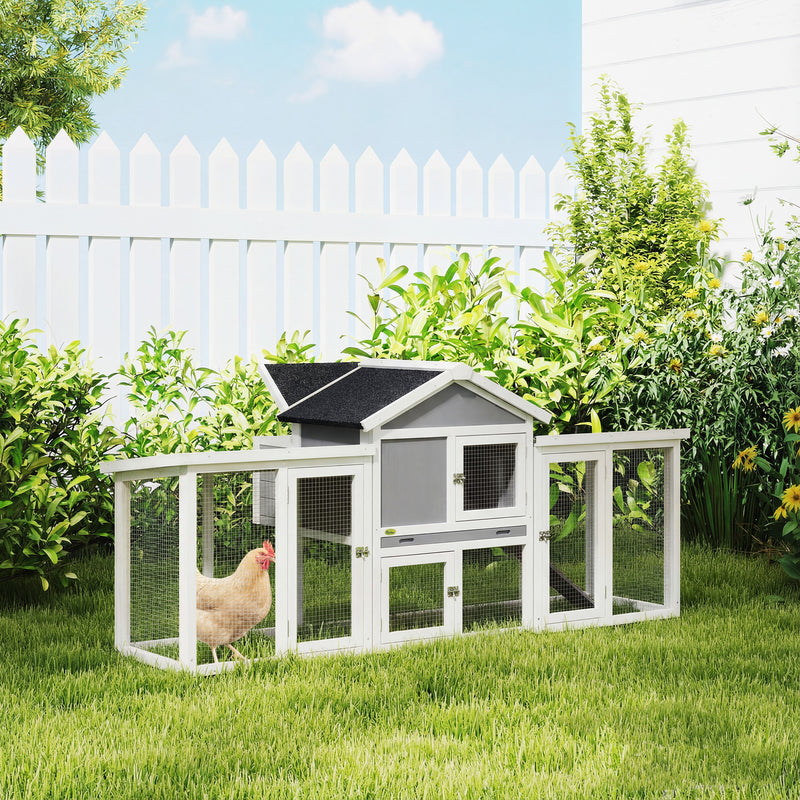 Wooden Chicken Coop with Secure Run and Easy Clean Tray for Small Gardens Grey PawHut