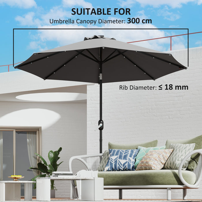 Grey 3m Replacement Parasol Canopy UPF 50 Plus with Top Vent Fits 8 Rib Frames by Outsunny