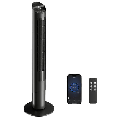 Tower Fan with Quiet Sleep Mode and App Control for Cool Comfortable Rooms Black AOSOM