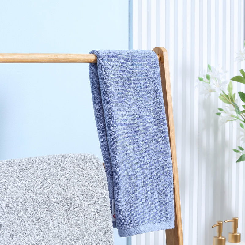 Freestanding Bamboo Towel Rack with Shelves Foldable Space Saver for Bathroom, Natural