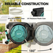Wall Mounted Retractable Garden Hose Reel With Auto Rewind And Spray Nozzle Black Outsunny