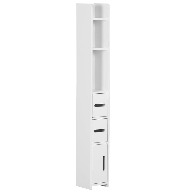 Tall Freestanding Bathroom Cabinet with Open Shelves and 3 Doors for Extra Storage White