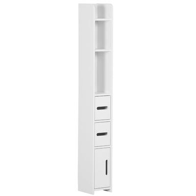 Tall Freestanding Bathroom Cabinet with Open Shelves and 3 Doors for Extra Storage White