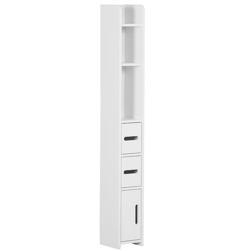 Tall Freestanding Bathroom Cabinet with Open Shelves and 3 Doors for Extra Storage White