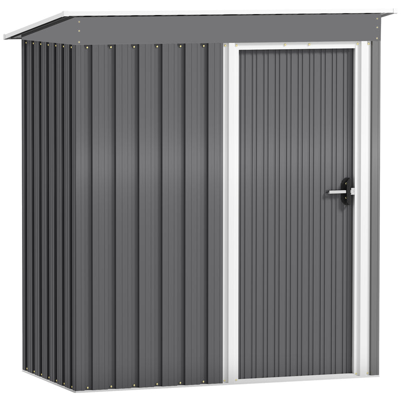 Light Grey 5 x 3ft Windowless Metal Garden Storage Shed with Sliding Door and Sloped Roof by Outsunny