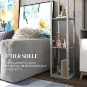 Grey and White Three Shelf Floor Lamp with Fabric Shade for Living Rooms by HOMCOM