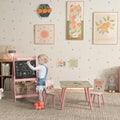 Kids Table and Chair Set with Easel and Storage Baskets for Arts and Crafts Pink AOSOM