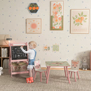 Kids Table and Chair Set with Easel and Storage Baskets for Arts and Crafts Pink AOSOM