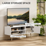 White TV Stand for TVs up to 55 Inches with Open Shelves and Cable Management