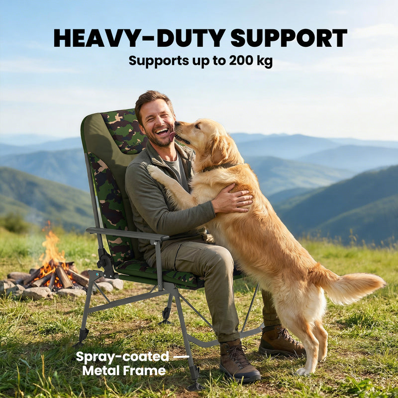 Folding Camping Chair with Adjustable Recline and Padded Seat for Outdoor Comfort Grey Outsunny