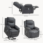 Power Lift Recliner Chair with Massage and Heat for Elderly with Remote Control Dark Grey