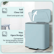 Double Indoor Kitchen Recycling Pedal Bin With Soft Close Lid Removable Buckets 40L by HOMCOM