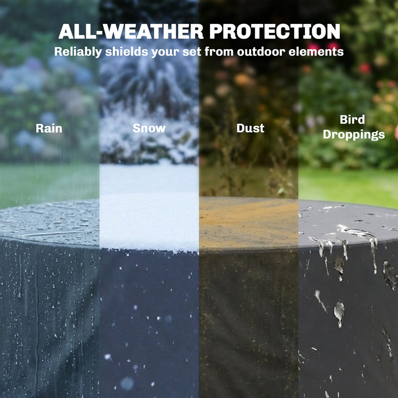 Round Garden Furniture Cover for Patio Table and Chairs Waterproof Black