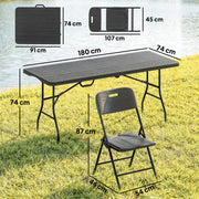 Folding Garden Table and 4 Chairs Set for Outdoor Dining and Easy Storage, Black Outsunny