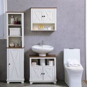White Wall Mounted Farmhouse Bathroom Storage Cabinet by kleankin