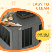 Wooden Dog Crate Table with Magnetic Door for Medium and Large Dogs Indoor Use Grey