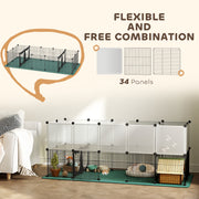 Small Pet Cage and Playpen with Waterproof Mat for Easy Cleaning Black AOSOM