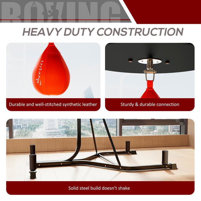 Adjustable Freestanding Speedbag Punch Bag Stand for Boxing Training Black by Outsunny AOSOM