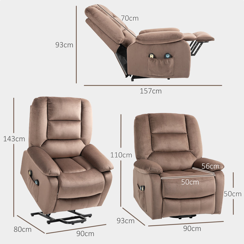Electric Recliner Massage Armchair with Remote and Lift Assist for Comfort, Brown