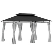 Dark Grey 3 x 4m Metal Frame Gazebo With Two-Tier Roof by Outsunny