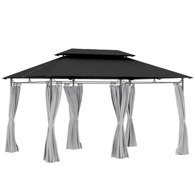 Dark Grey 3 x 4m Metal Frame Gazebo With Two-Tier Roof by Outsunny