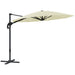 Cream 3m Cantilever Garden Parasol with Solar Lights Crank Handle and 360 Rotation by Outsunny