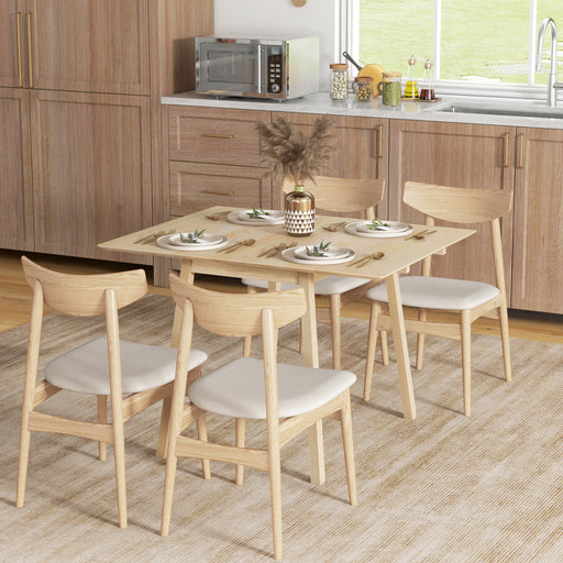 Folding Wooden Dining Table for Small Kitchens Seats 2 to 4 with Drop Leaf Design Natural