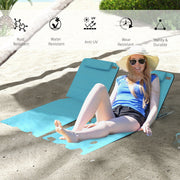 Set of 2 Blue Reclining Beach Chairs with Metal Frames for Garden Camping or Travel