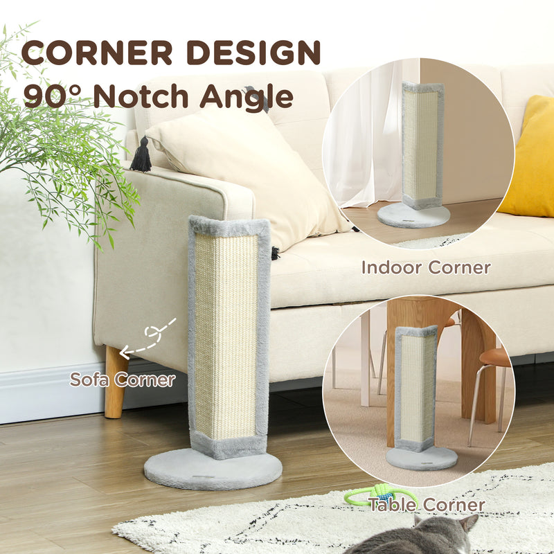 Grey 56cm Corner Cat Scratching Post with Sisal Pad for Claw Care by PawHut