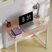 White Computer Desk 100cm Home Office Writing Table with Metal Frame by HOMCOM