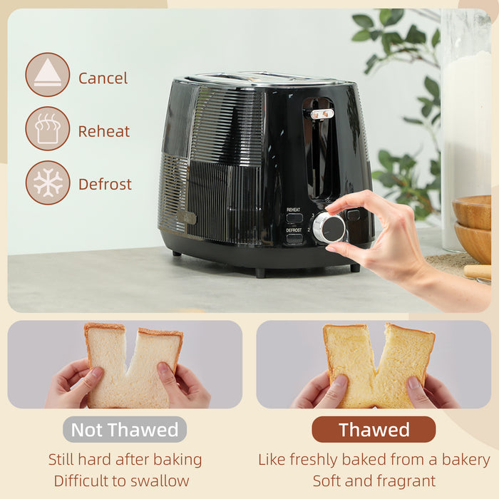 Black 1.7L 3000W Fast Boil Cordless Kettle and 2 Slice Toaster Set With 7 Browning Levels by HOMCOM