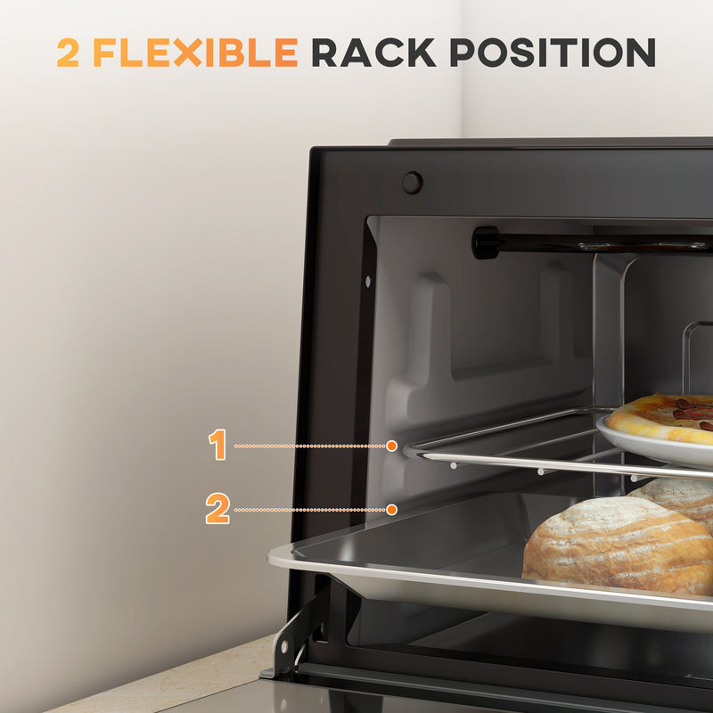 Black 9L Mini Electric Oven With Adjustable Temperature Ideal For Grilling And Toasting