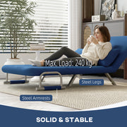 Two Seater Click Clack Sofa Bed with Adjustable Backrest for Guest Room Dark Blue