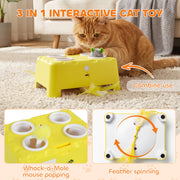 Automatic Interactive Cat Toy for Indoor Play and Boredom Relief Yellow White Pawhut