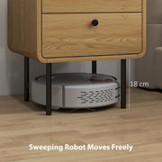 Bedside Table with Two Drawers and Steel Legs for Bedroom Storage Oak