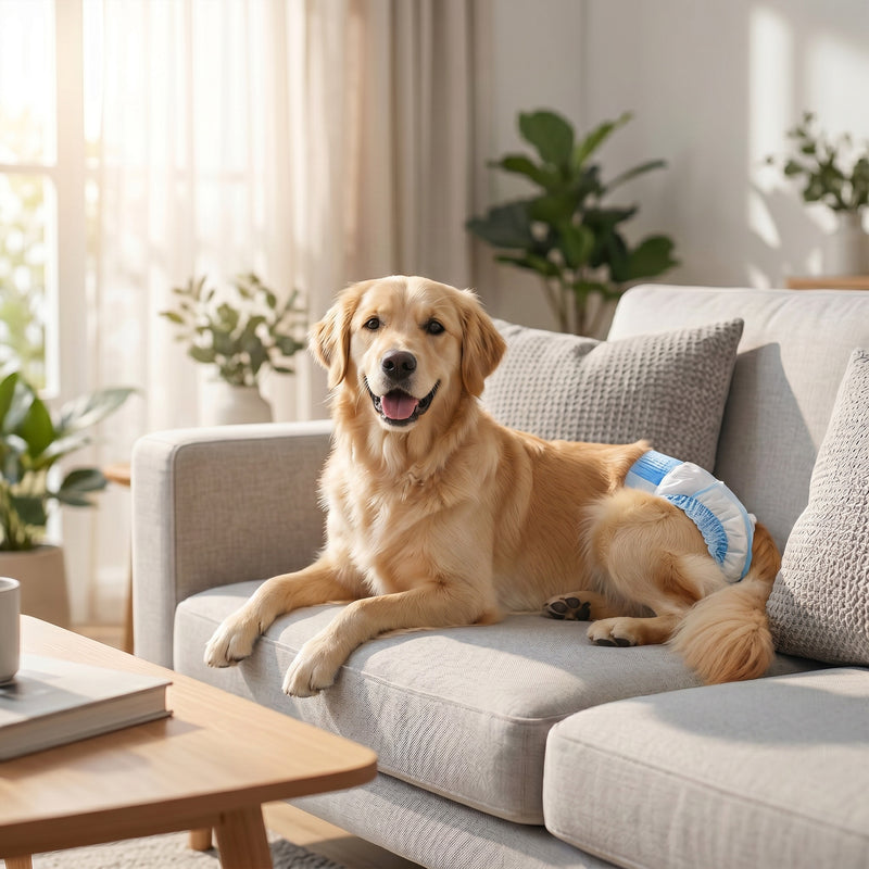 Disposable Dog Nappies for Female Dogs Protects Bedding and Floors White